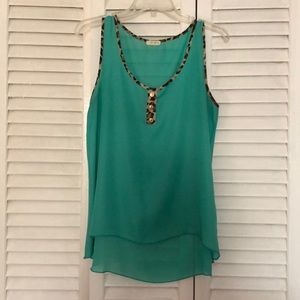 Women’s chiffon top with leopard detail